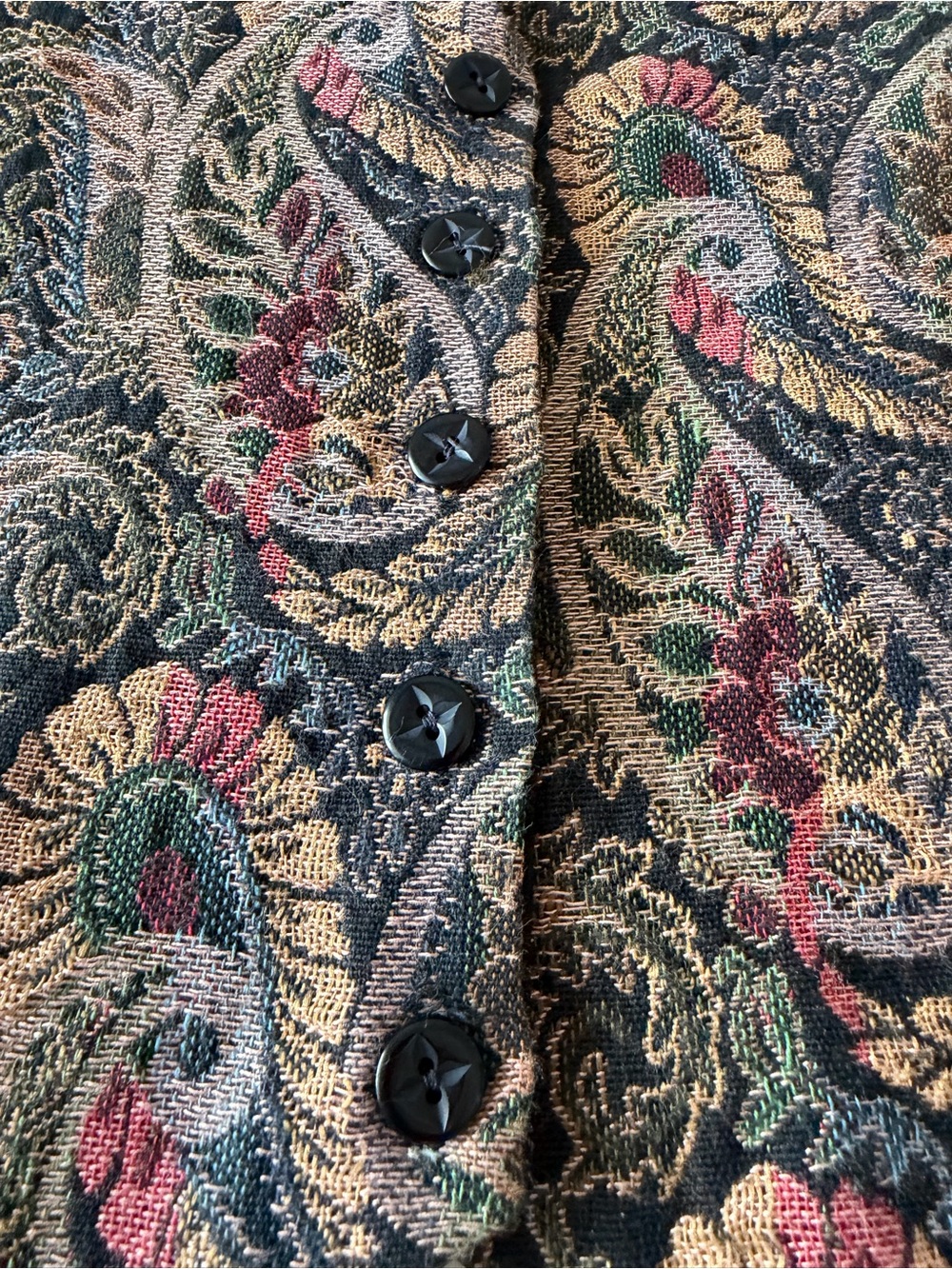 Talbots Paisley Brocade Vest in Black with Multicolor Accents - Picture 4 of 8